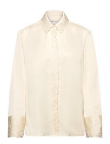 Naomi Embroidery Detailed Shirt Tops Shirts Long-sleeved Cream Malina