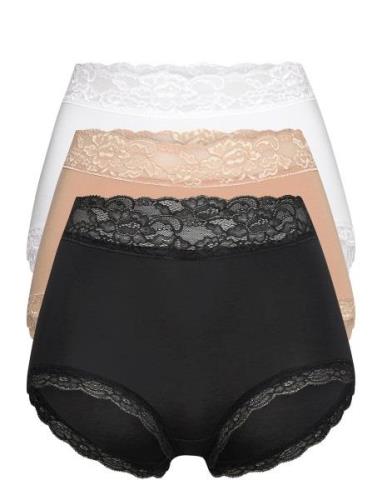 Brief 3 Pack Emelie Lace High Hipstertruse Undertøy Black Lindex