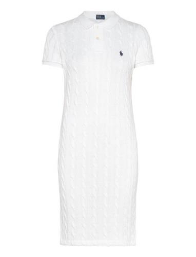 Cable-Knit Cotton Polo Dress Kort Kjole White Polo Ralph Lauren