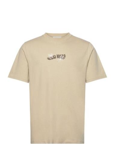Bobby Flowers T-Shirt Gots Designers T-shirts Short-sleeved Beige Wood...