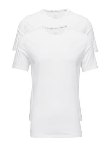 2P S/S Crew Neck Tops T-shirts Short-sleeved White Calvin Klein