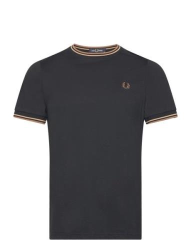 Twin Tipped T-Shirt Designers T-shirts Short-sleeved Black Fred Perry