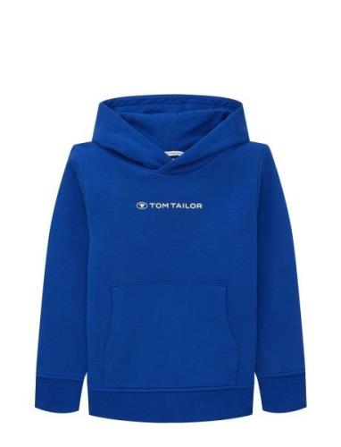 Printed Hoodie Tops Sweat-shirts & Hoodies Hoodies Blue Tom Tailor