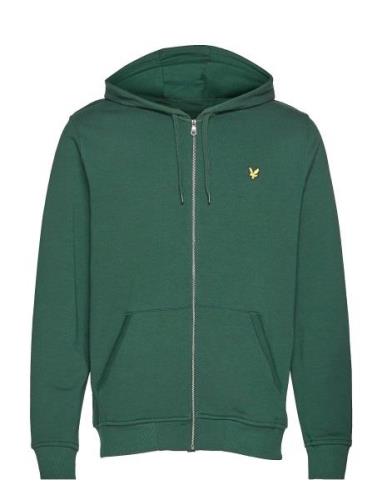 Zip Through Hoodie Tops Sweat-shirts & Hoodies Hoodies Green Lyle & Sc...