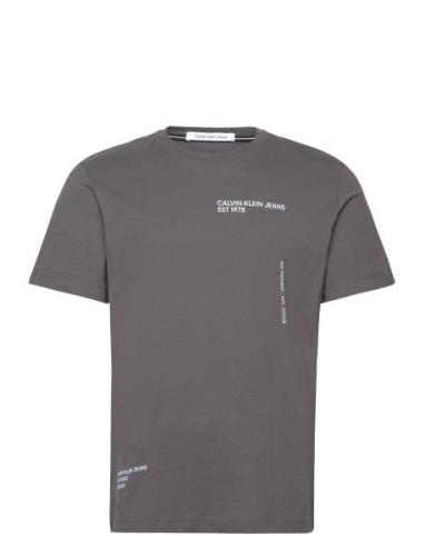 Multiplacement Text Tee Tops T-shirts Short-sleeved Grey Calvin Klein ...