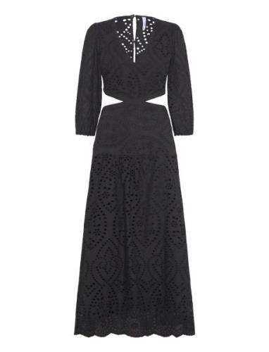Embroidered Dress With Slits Maxikjole Festkjole Black Mango