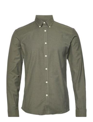 Yarn Dyed Oxford Superflex Shirt L/ Tops Shirts Casual Khaki Green Lin...