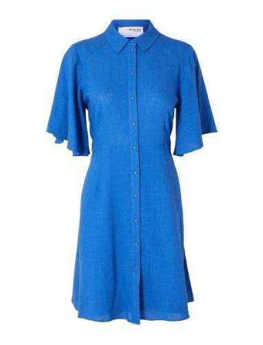 Slfgulia 2/4 Short Shirt Dress Knelang Kjole Blue Selected Femme