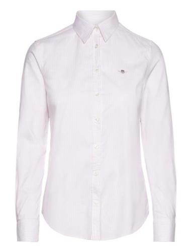 Slim Stretch Oxford Striped Shirt Tops Shirts Long-sleeved Pink GANT