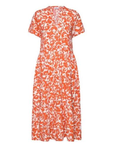 Edasz Ss Maxi Dress Knelang Kjole Orange Saint Tropez