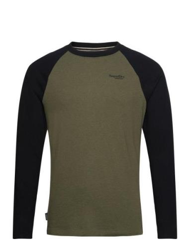 Essential Baseball Ls Top Tops T-shirts Long-sleeved Green Superdry