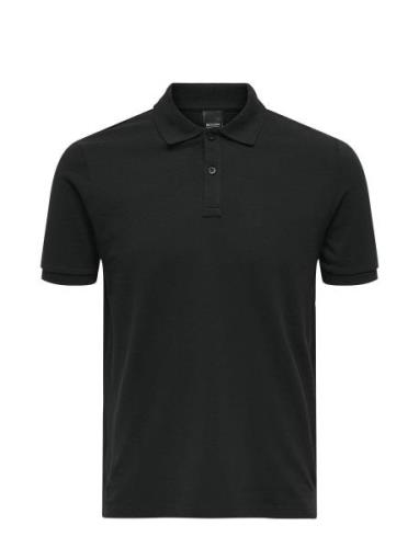 Onstray Slim Ss Polo Tops Polos Short-sleeved Black ONLY & SONS