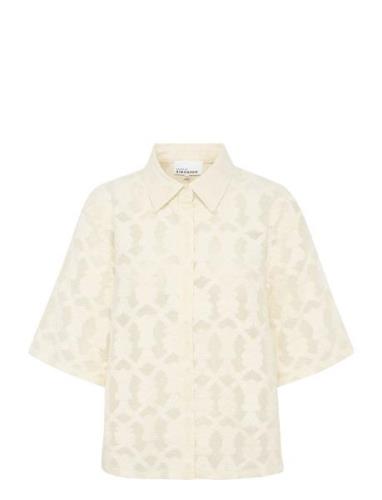 Orkidekb Shirt Tops Shirts Short-sleeved Cream Karen By Simonsen