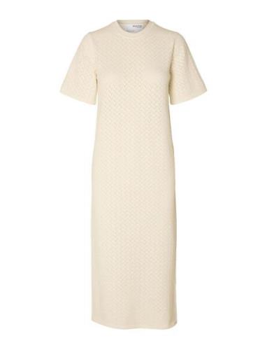 Slfhelena 2/4 Knit Dress Knelang Kjole White Selected Femme