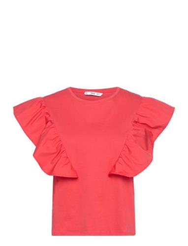 100% Cotton T-Shirt With Ruffles Tops T-shirts & Tops Sleeveless Red M...