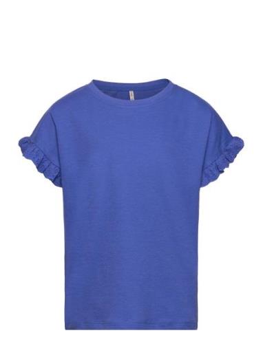 Kogiris S/S Emb Top Jrs Tops T-shirts Short-sleeved Blue Kids Only