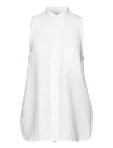 Linen Sleeveless Top Tops Shirts Short-sleeved White Calvin Klein