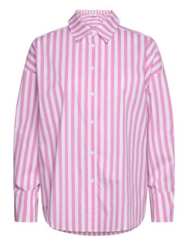 Cc Heart Harper Stripe Over Shi Tops Shirts Long-sleeved Pink Coster C...