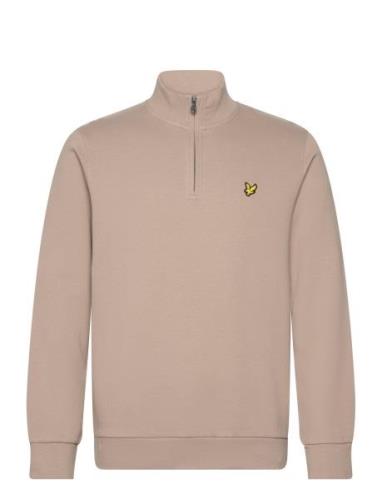 Quarter Zip Sweat Tops Sweat-shirts & Hoodies Sweat-shirts Beige Lyle ...