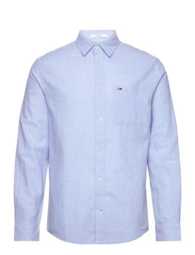 Tjm Reg Linen Blend Shirt Tops Shirts Casual Blue Tommy Jeans