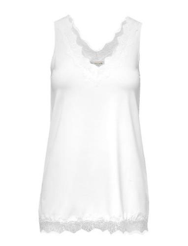 Rwbillie Sl Lace V-Neck Top Tops T-shirts & Tops Sleeveless White Rose...