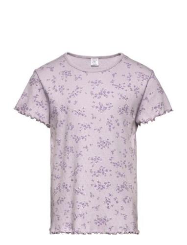 Top Ss Pointelle W Babylock Ao Tops T-shirts Short-sleeved Purple Lind...