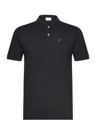 Basic Badge Polo - Gots/Vegan Tops Polos Short-sleeved Black Knowledge...