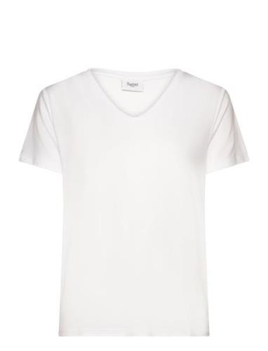 Adeliasz V-N T-Shirt Tops T-shirts & Tops Short-sleeved White Saint Tr...