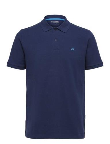 Slhdante Ss Polo Noos Tops Polos Short-sleeved Navy Selected Homme