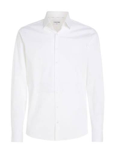 Poplin Stretch Slim Shirt Tops Shirts Business White Calvin Klein