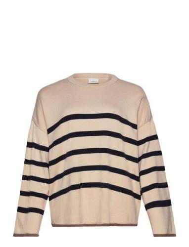 Caralberte Ls Stripe O-Neck Cc Knt Tops Knitwear Jumpers Cream ONLY Ca...