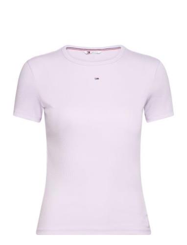 Tjw Slim Essential Rib Ss Tops T-shirts & Tops Short-sleeved Purple To...
