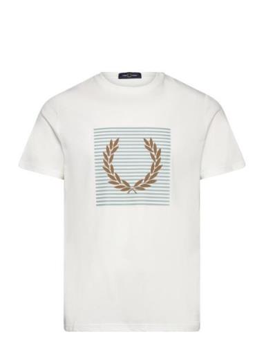 Striped Laurel Wreath Tee Tops T-shirts Short-sleeved White Fred Perry