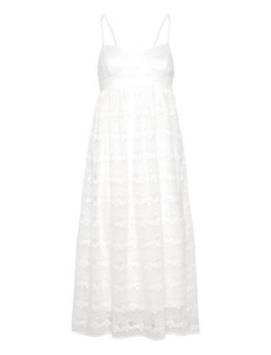 Alexina Lace Dress Knelang Kjole White Bubbleroom