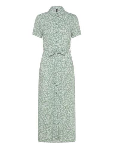 Vmeasy Joy S/S Long Shirt Dress Wvn Ga Maxikjole Festkjole Green Vero ...