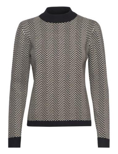 Objray L/S Knit Pullover Aop Tops Knitwear Jumpers Black Object