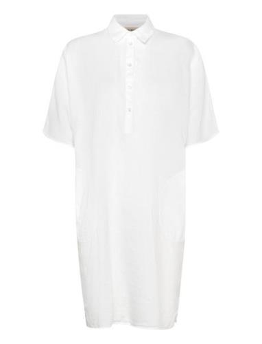 Mmlowana Linen Dress Knelang Kjole White MOS MOSH