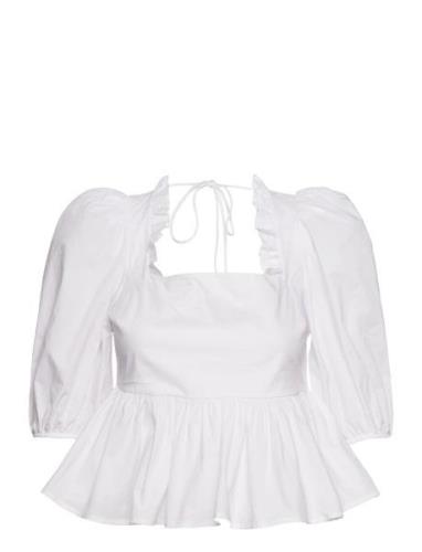 Darine Tops Blouses Short-sleeved White Custommade