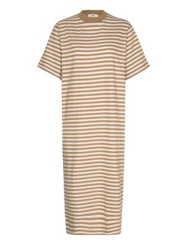 Single Organic Stripe Nou Dress Dresses T-shirt Dresses Beige Mads Nør...