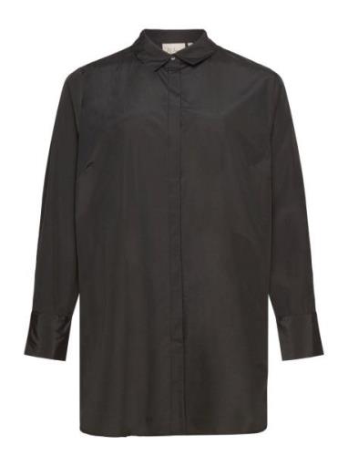 Wa-Sofia Tops Shirts Long-sleeved Black Wasabiconcept