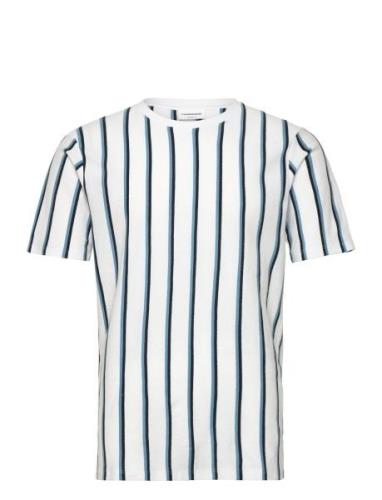 Striped Piqué Tee S/S Tops T-shirts Short-sleeved White Lindbergh