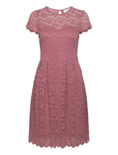 Vikalila Capsleeve Lace Dress Knelang Kjole Pink Vila