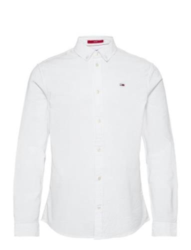 Tjm Slim Stretch Oxford Shirt Tops Shirts Casual White Tommy Jeans
