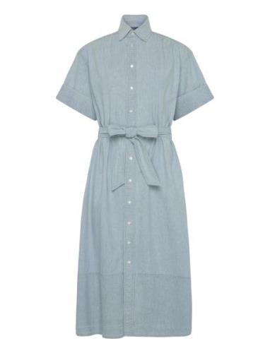 Cotton Chambray Shirtdress Knelang Kjole Blue Polo Ralph Lauren