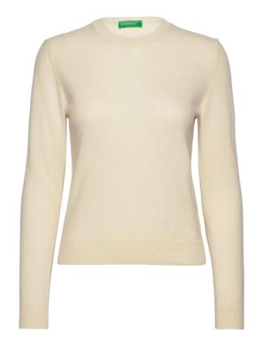 Sweater L/S Tops Knitwear Jumpers Cream United Colors Of Benetton