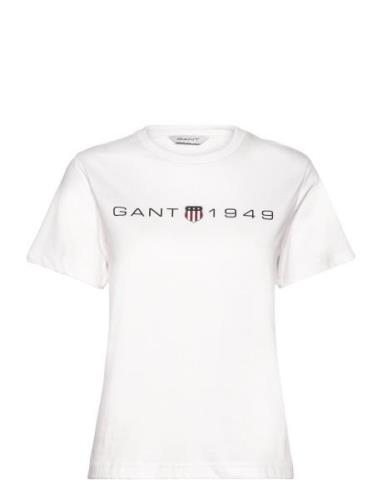 Reg Printed Graphic T-Shirt Tops T-shirts & Tops Short-sleeved White G...
