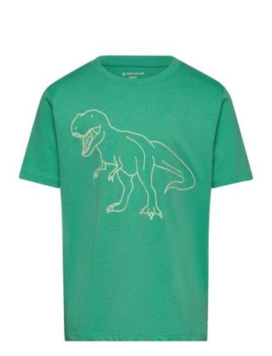 Special Artwork T-Shirt Tops T-shirts Short-sleeved Green Tom Tailor