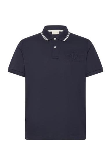 Contrast Tipping Ss Pique Polo Tops Polos Short-sleeved Blue GANT