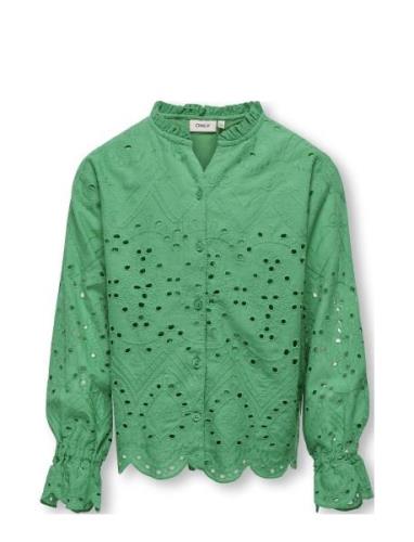Kogcleo Life L/S Emb Shirt Wvn Tops Blouses & Tunics Green Kids Only