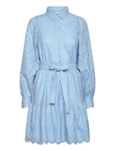 Yasholi Ls Belt Dress S. Noos Kort Kjole Blue YAS